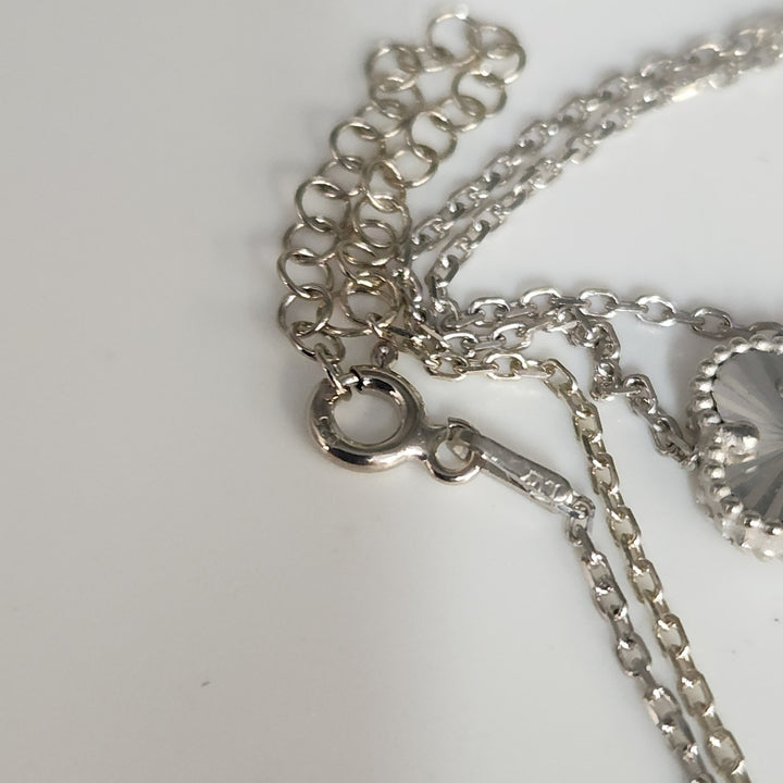 925 Silver Textured Blossom Pendant Necklace 17"