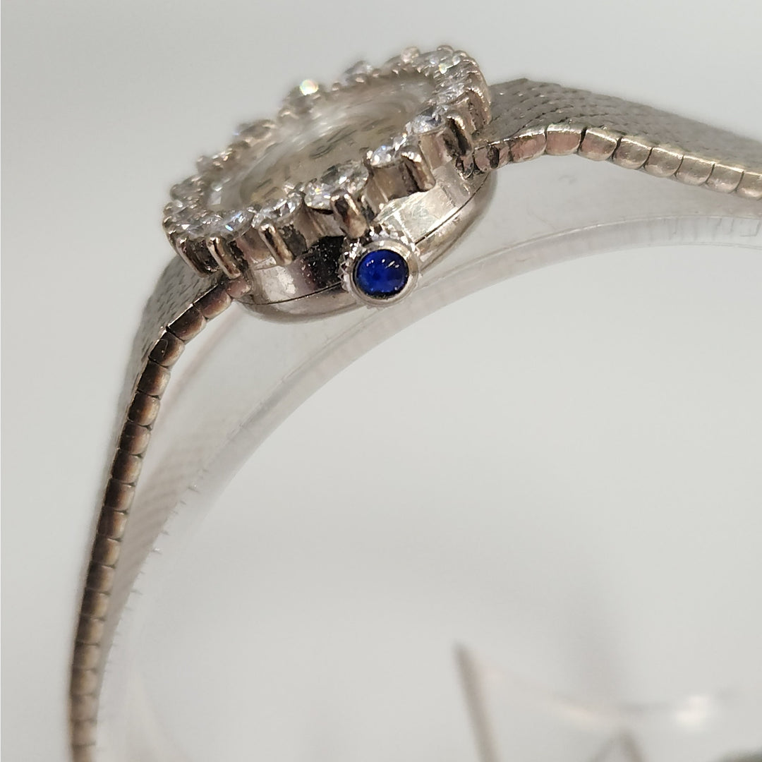 Vintage 18k White Gold Rolex Precision Diamond Halo SS Bracelet ( Not Working)