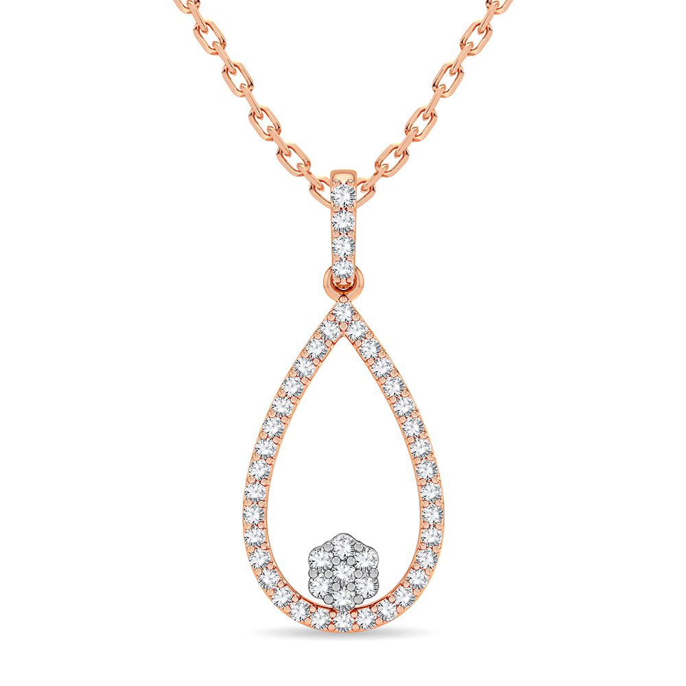 Chic 14k Rose Gold 0.05CT Lab Diamond Womens Pendant