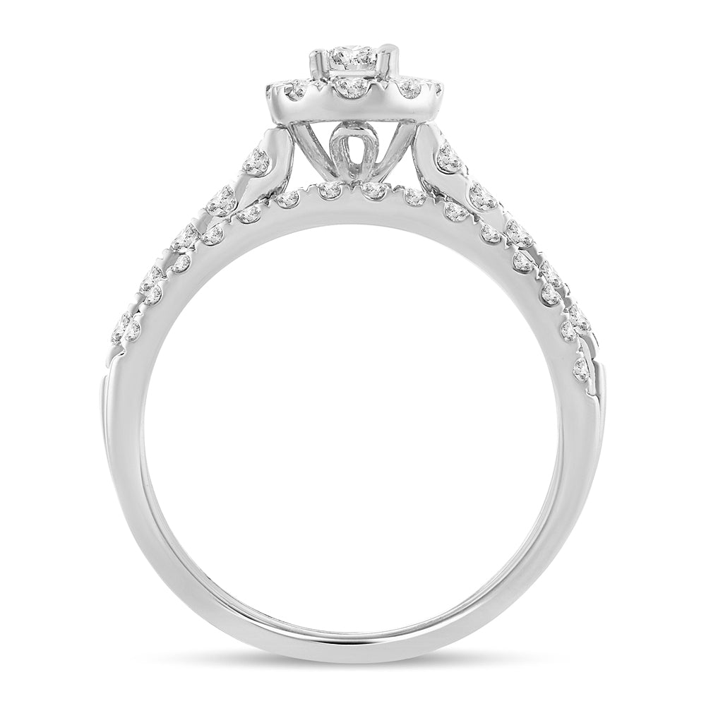 Sparkling 14k White Gold 1CT Lab Diamond Engagement Ring