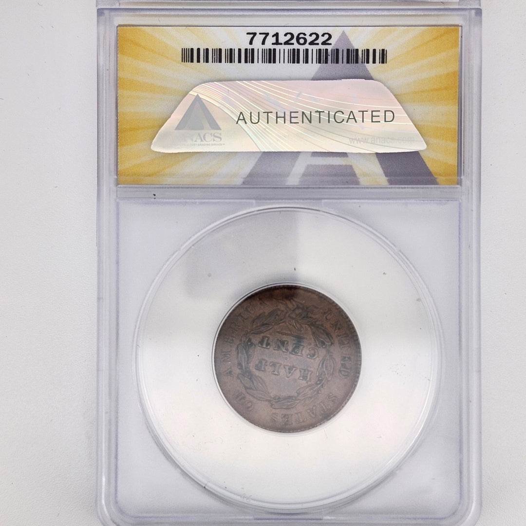 1828 US Classic Head Half Cent- 13 Stars, C-3 Variety ANACS AU 50 Details Coin