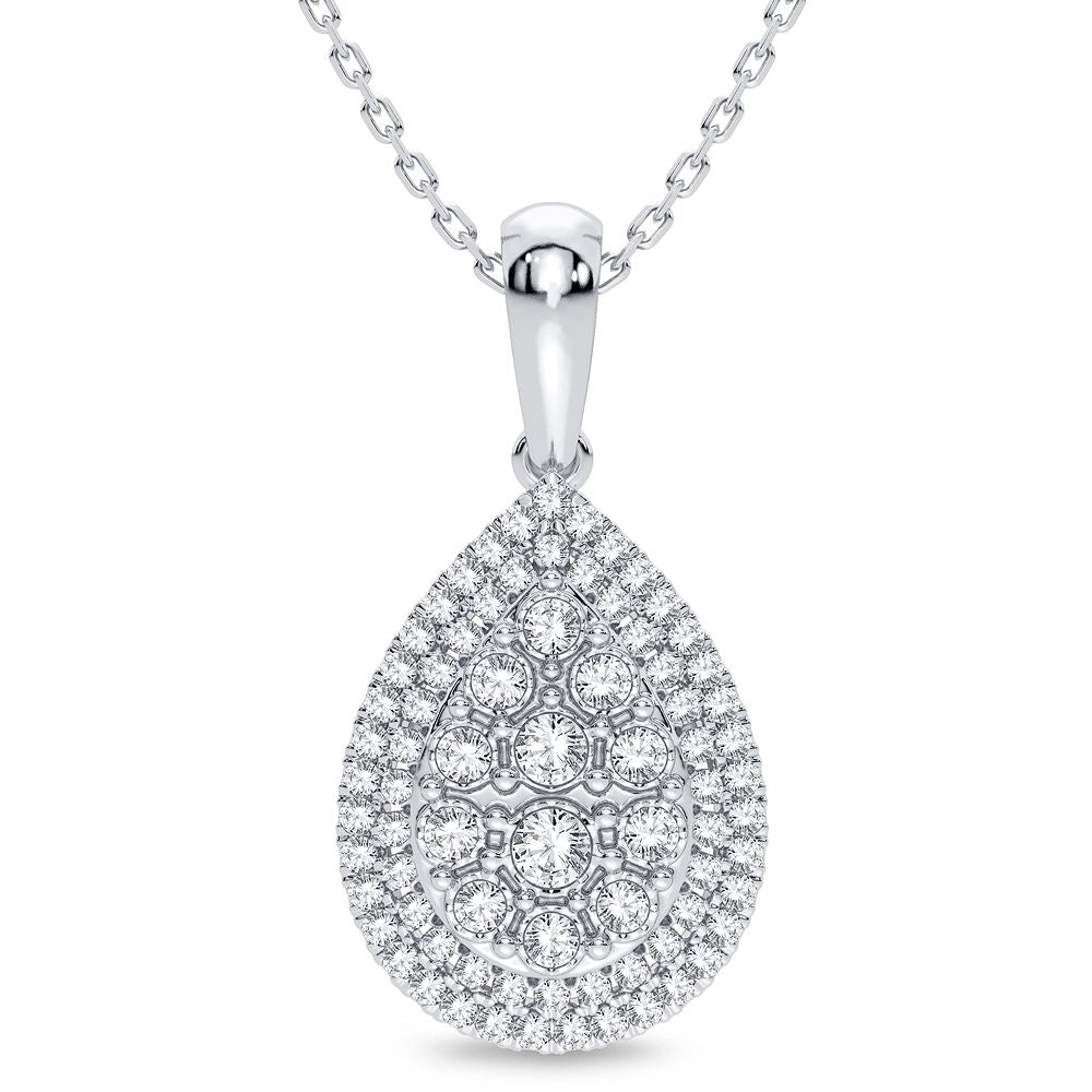 Elegant 14k White Gold 0.25CT Diamond Womens Pendant