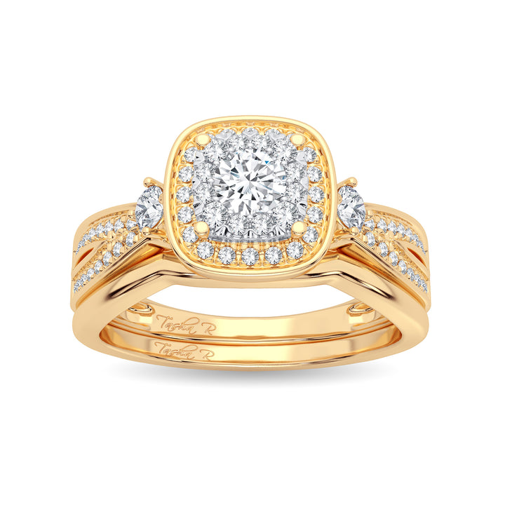 Radiant 14K Yellow Gold 0.40CT Lab Diamond Bridal Ring