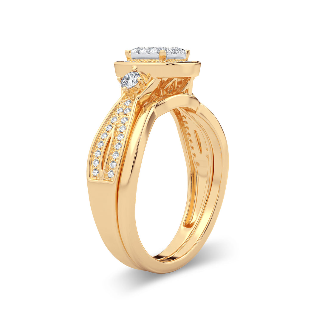 Radiant 14K Yellow Gold 0.40CT Lab Diamond Bridal Ring