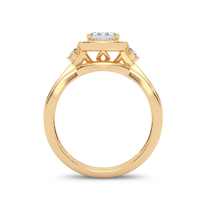 Radiant 14K Yellow Gold 0.40CT Lab Diamond Bridal Ring