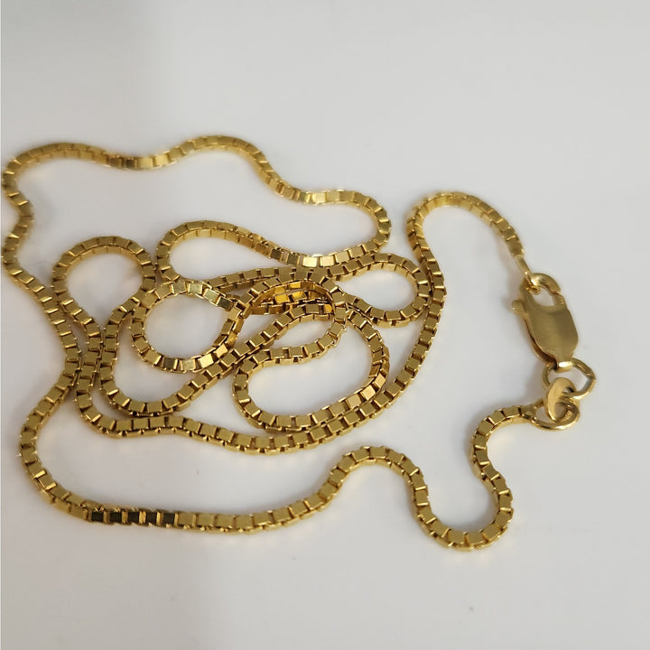 10k Yellow Gold Box Chain Necklace 18" Classic Square Link Chain