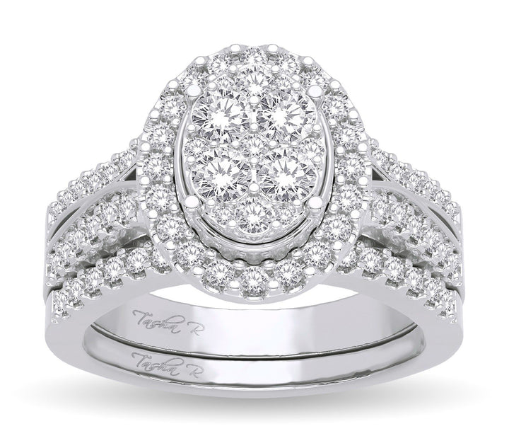 Brilliant 14k White Gold Lab Diamond Bridal Ring Set 1ct
