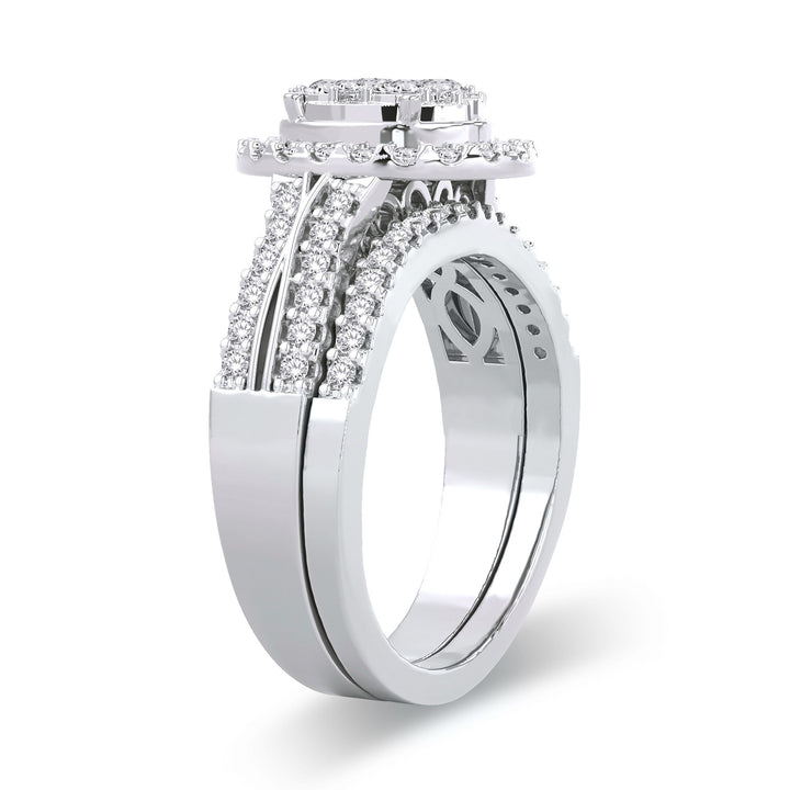 Brilliant 14k White Gold Lab Diamond Bridal Ring Set 1ct
