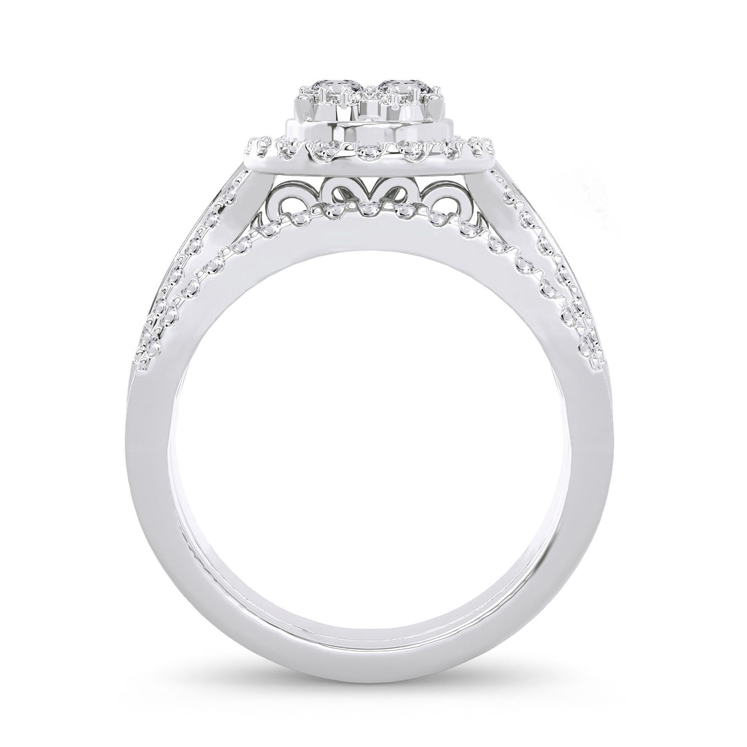Brilliant 14k White Gold Lab Diamond Bridal Ring Set 1ct