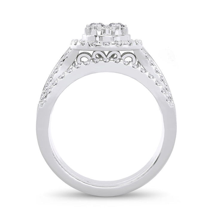Brilliant 14k White Gold Lab Diamond Bridal Ring Set 1ct