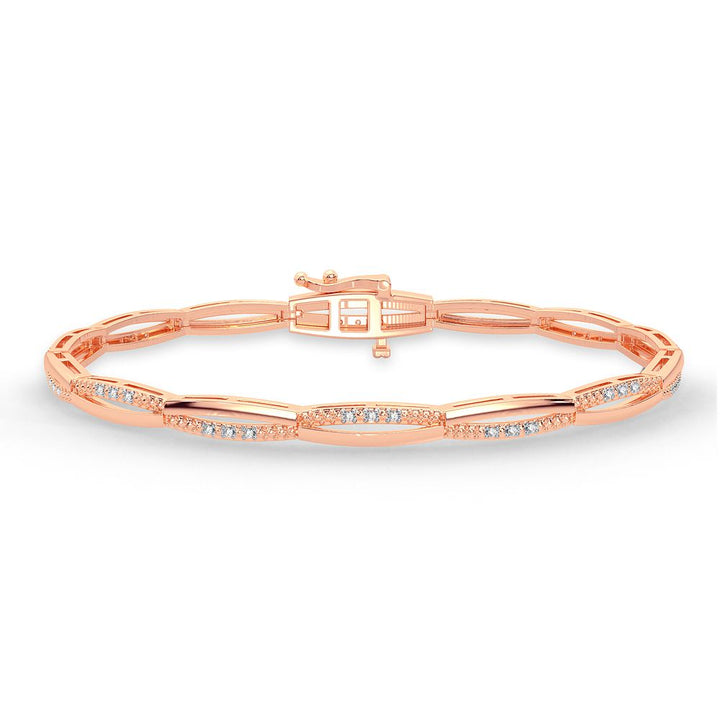 Romantic Rose Gold Lab Diamond Womens Bracelet - 10k Charm