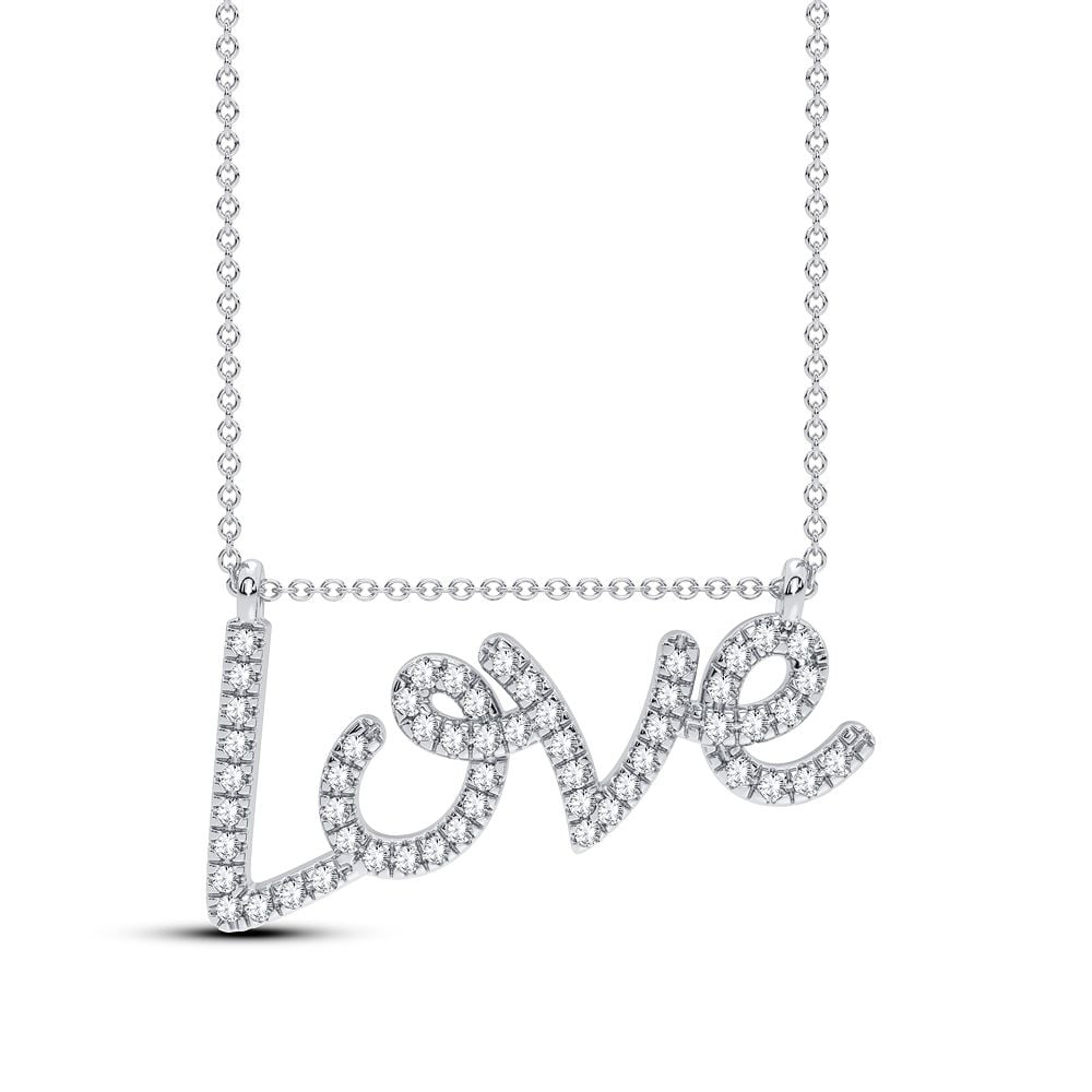 Sparkling 10K White Gold Diamond Pendant Necklace for Women