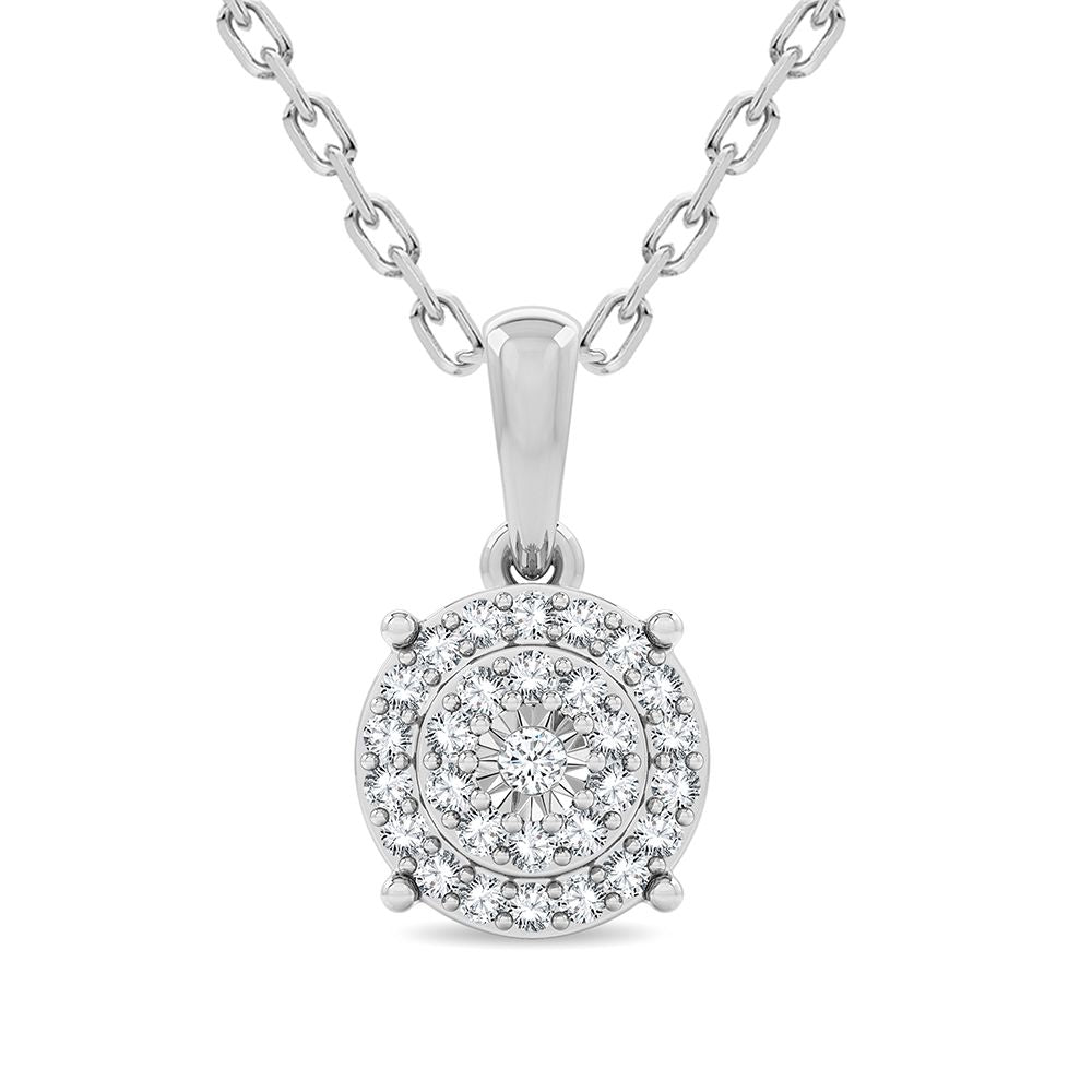 Elegant 14k White Gold 0.20CT Diamond Womens Pendant