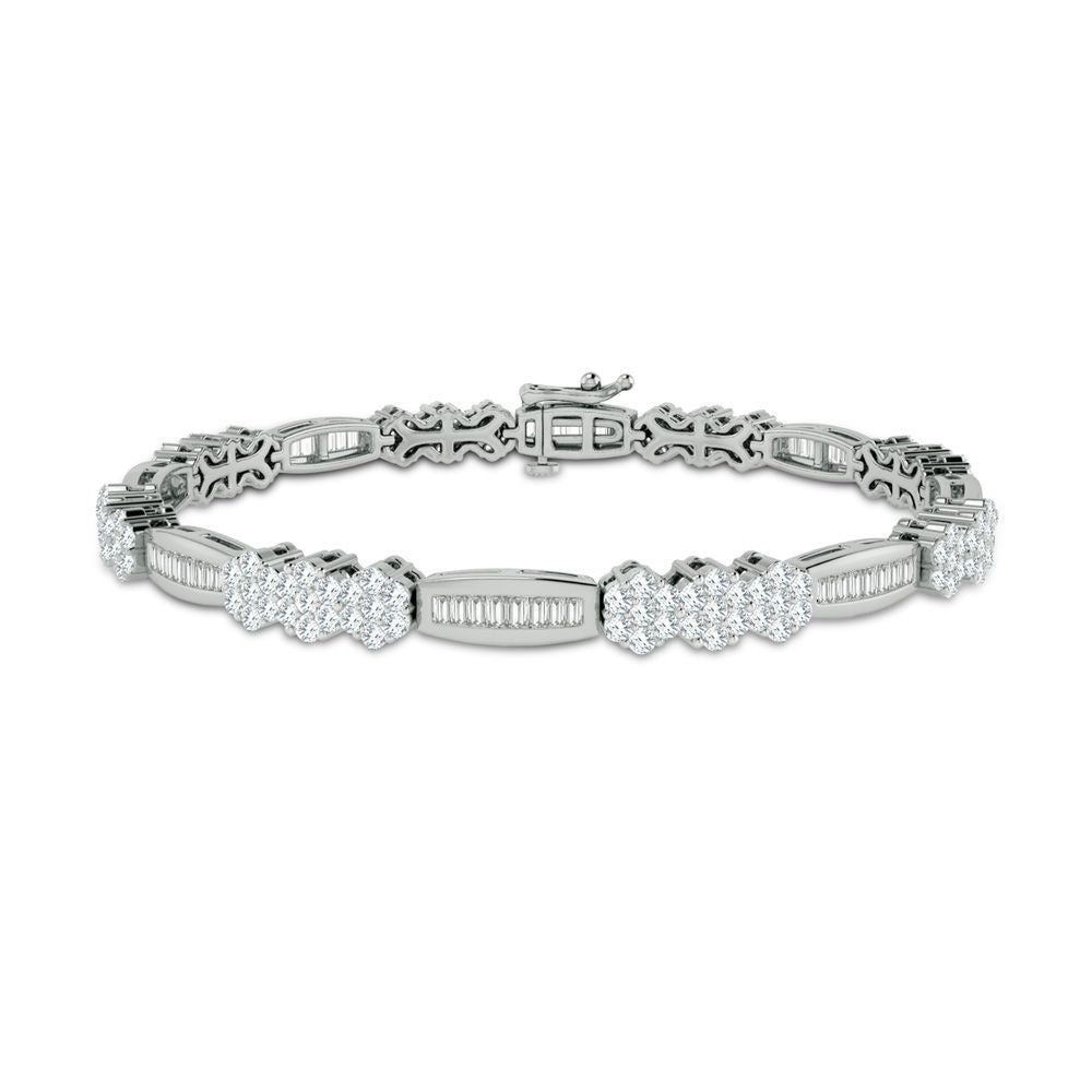 10k White Gold Lab Diamond Womens Tennis Bracelet