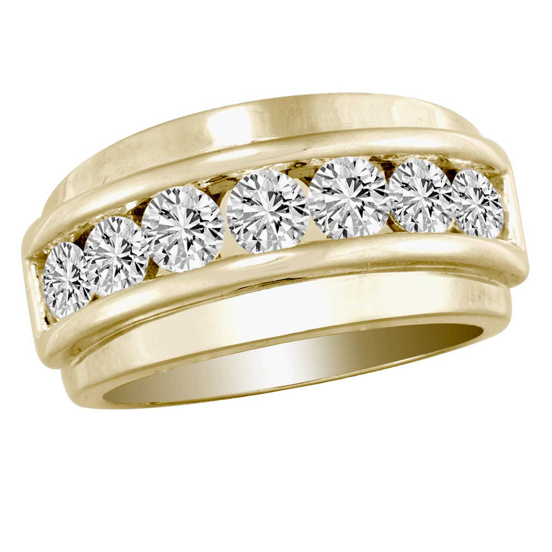 14K Yellow Gold 2.13CT Diamond Mens Ring