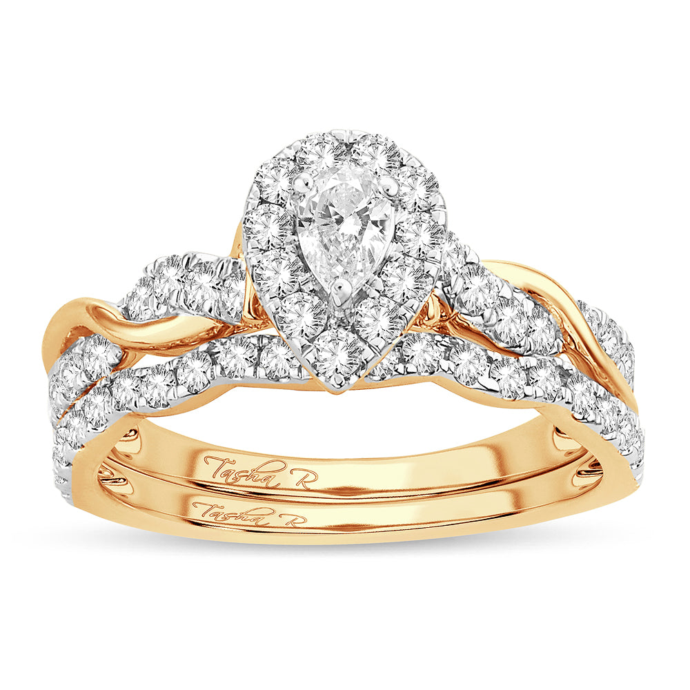 14K Yellow Gold 1CT Lab Diamond Fancy Engagement Ring