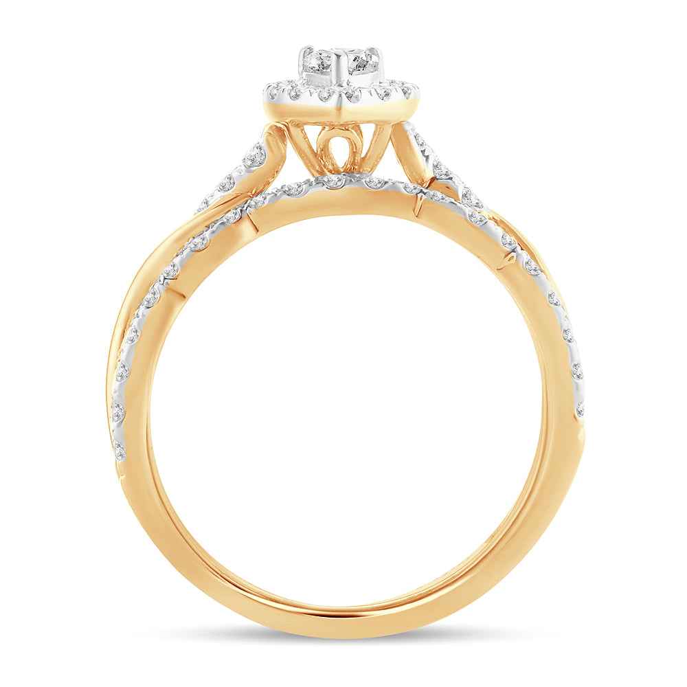 14K Yellow Gold 1CT Lab Diamond Fancy Engagement Ring