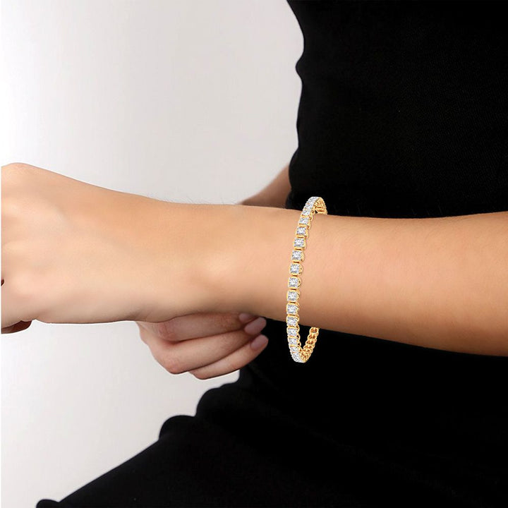 Luminous 14k Yellow Gold 3ct Lab Diamond Womens Tennis Bracelet