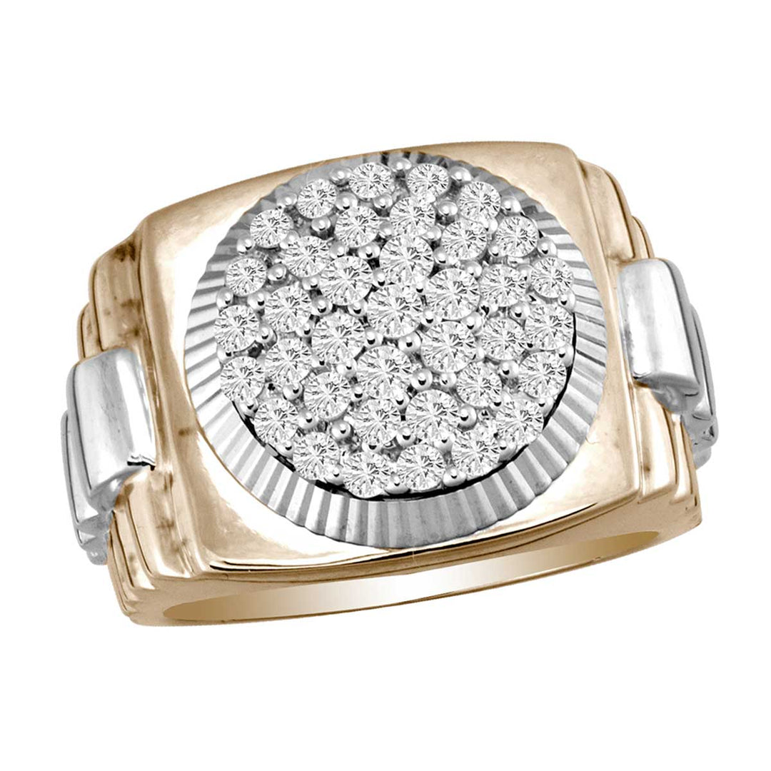 14K Yellow Gold 1.00CT Diamond Mens Ring