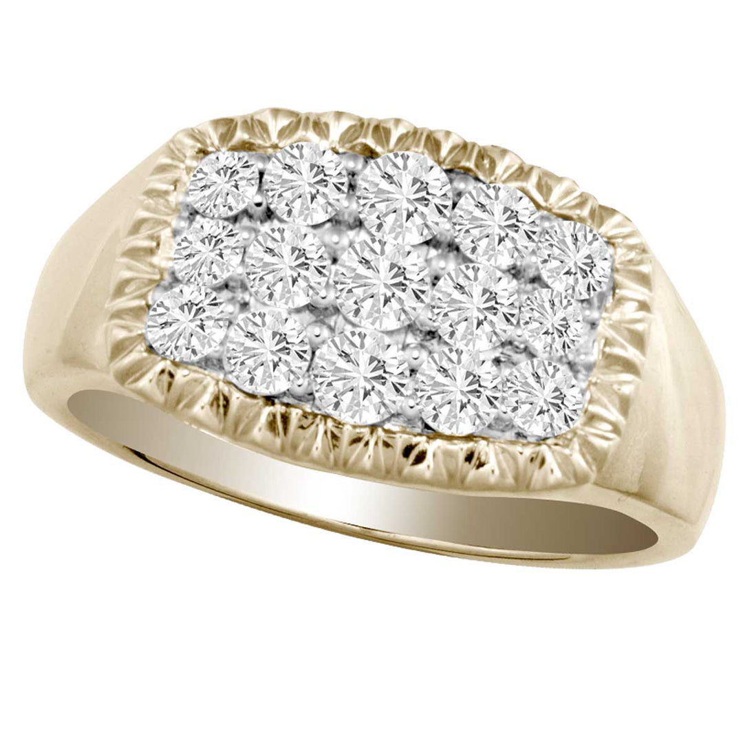 14K Yellow Gold 1.50CT Diamond Mens Ring