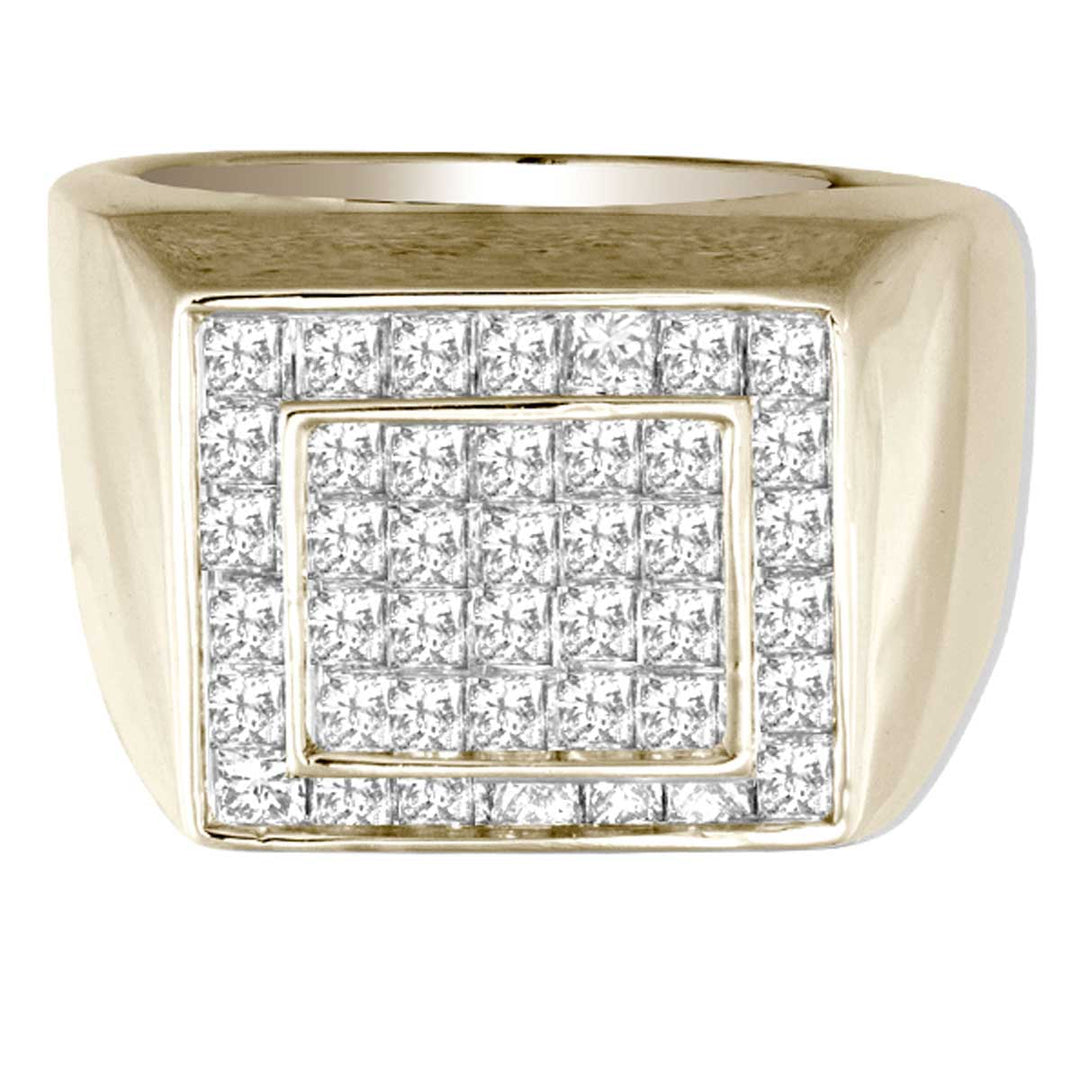 14K Yellow Gold 2.50CT Diamond Mens Ring