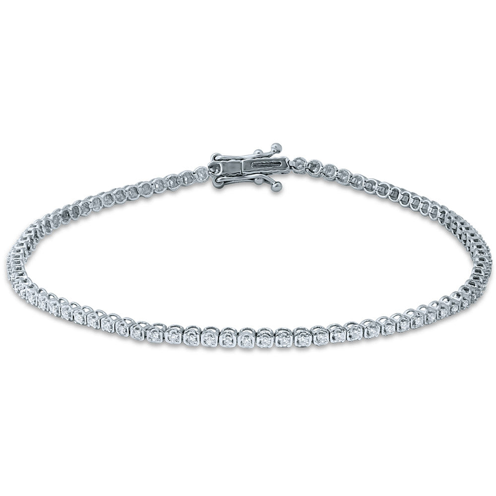 Luminous 14k White Gold 1CT Diamond Womens Tennis Bracelet