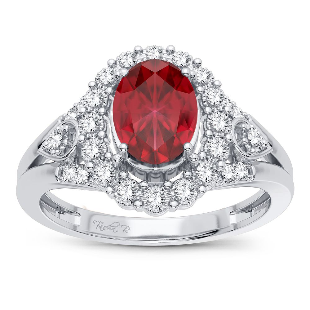 14K White Gold 0.10CT Diamond Ruby Ring