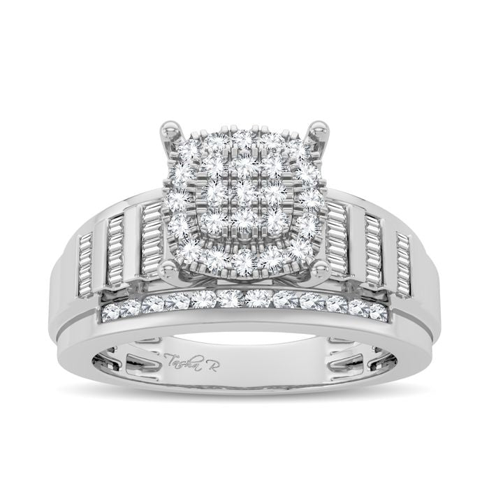 Sparkling 10k White Gold 0.50CT Diamond Ring for Women