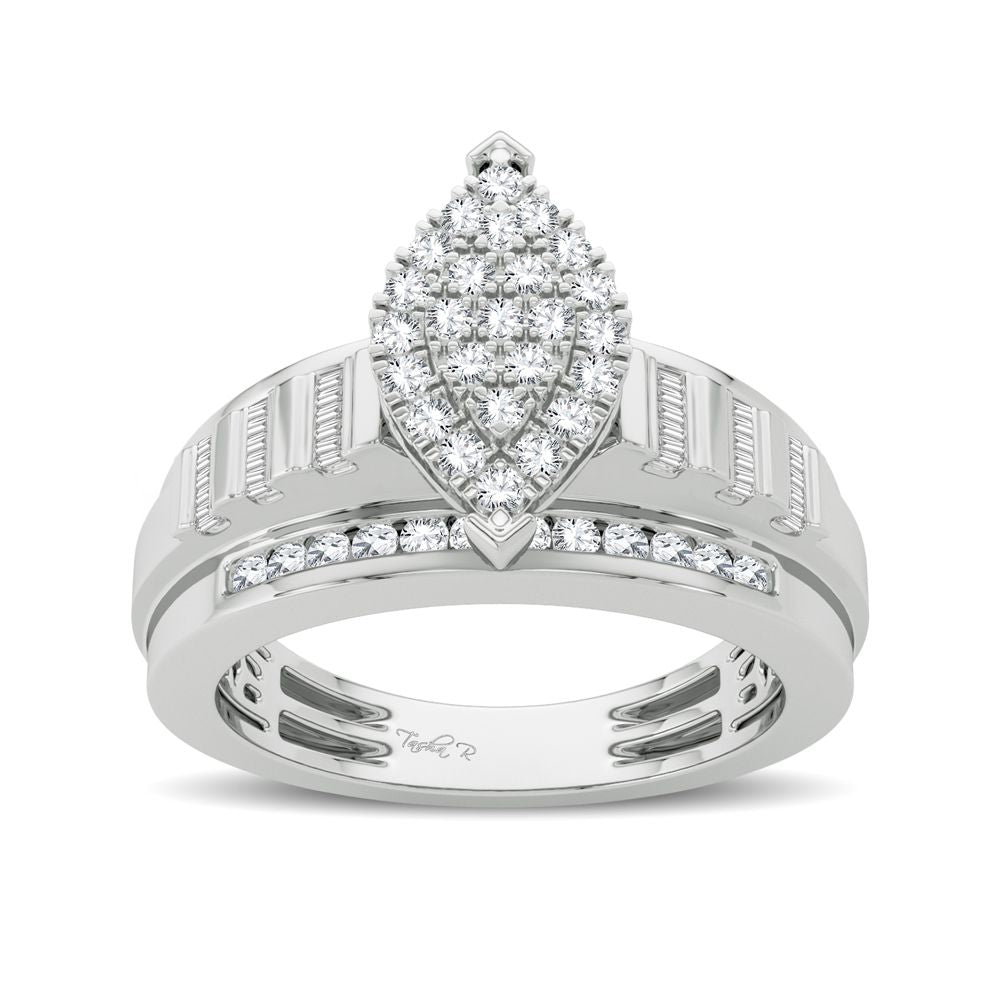 Sparkling 10k White Gold 0.50CT Diamond Womens Fashion Ring