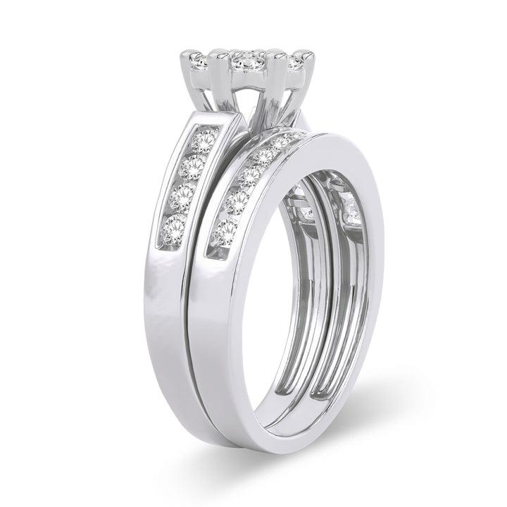 Romantic 14k White Gold 1ct Lab Diamond Bridal Ring