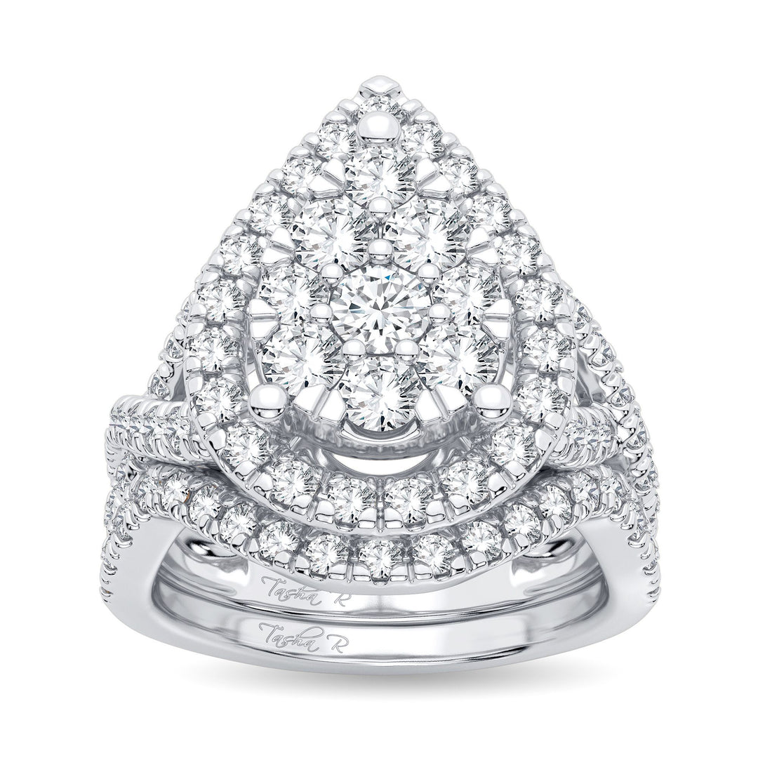 Brilliant 14k White Gold 2CT Lab Diamond Bridal Ring