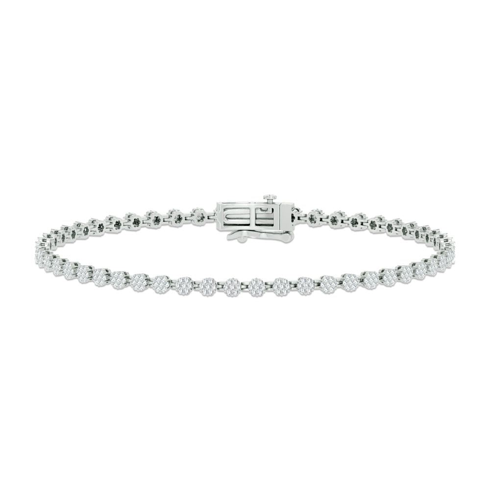 14K White Gold 1.00ct Diamond Bracelet