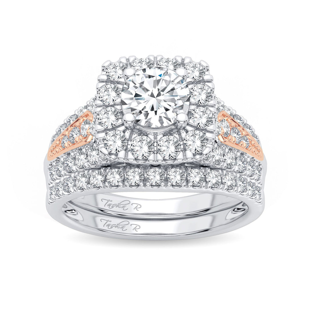 Romantic 14k Rose Gold 2ct Lab Diamond Bridal Ring