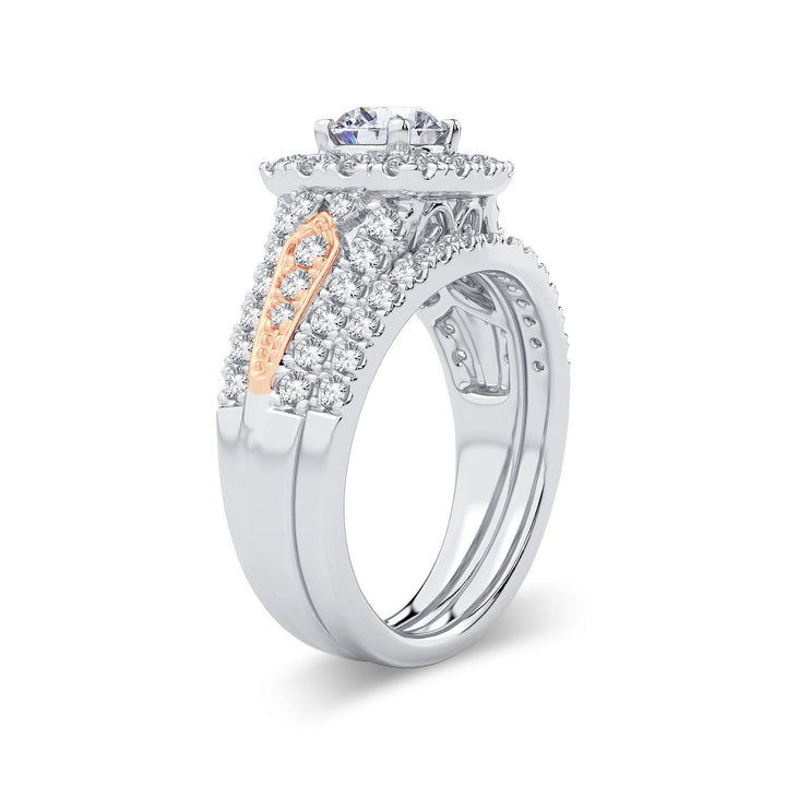 Romantic 14k Rose Gold 2ct Lab Diamond Bridal Ring