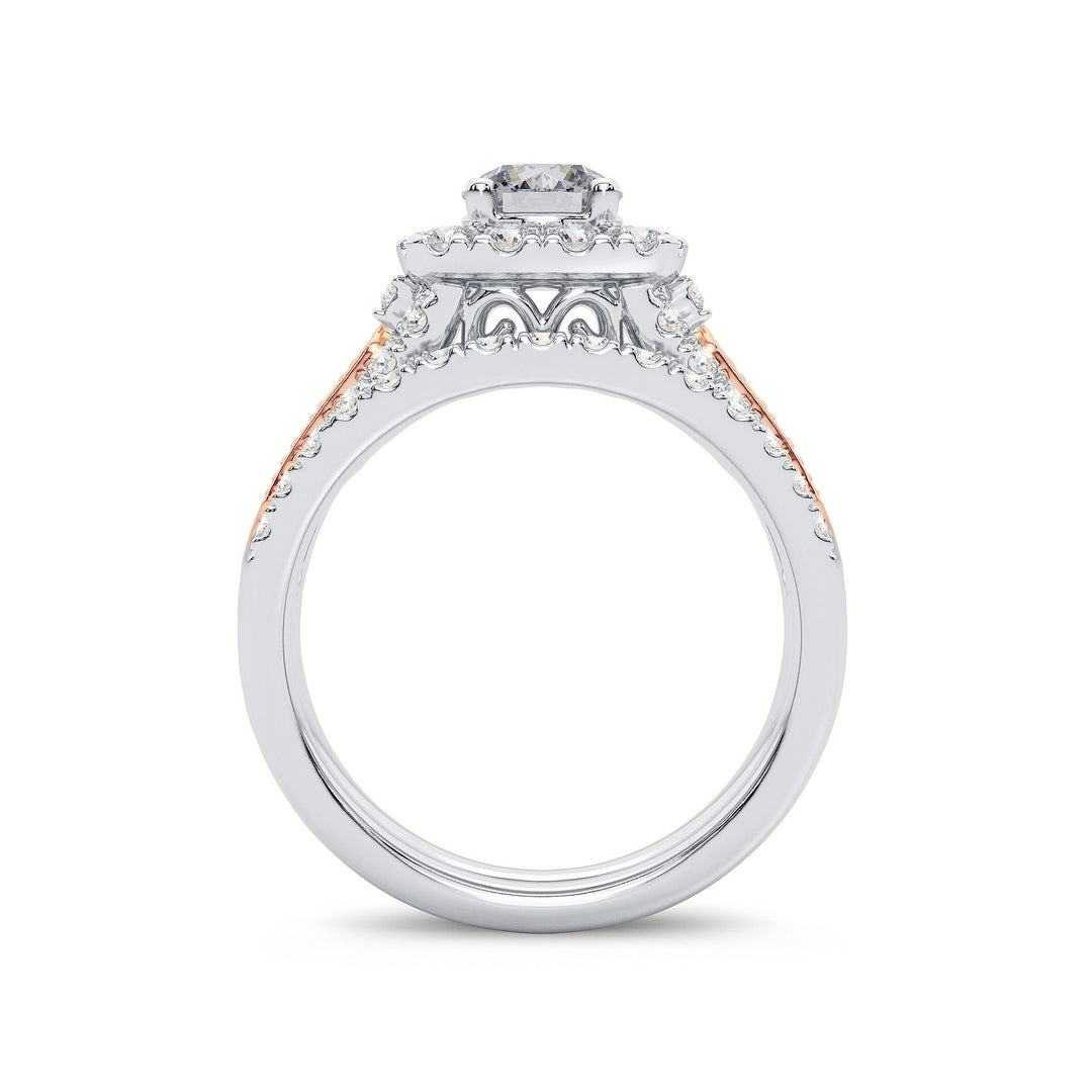 Romantic 14k Rose Gold 2ct Lab Diamond Bridal Ring