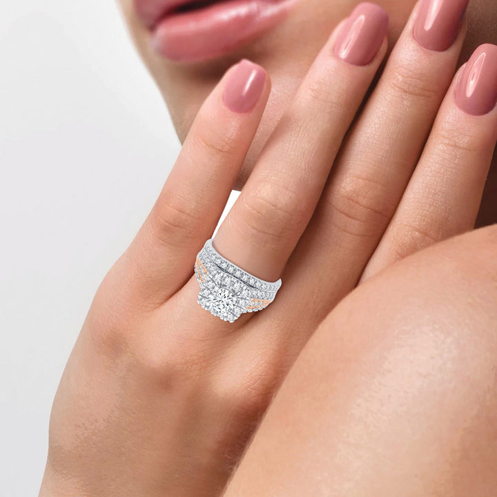 Romantic 14k Rose Gold 2ct Lab Diamond Bridal Ring