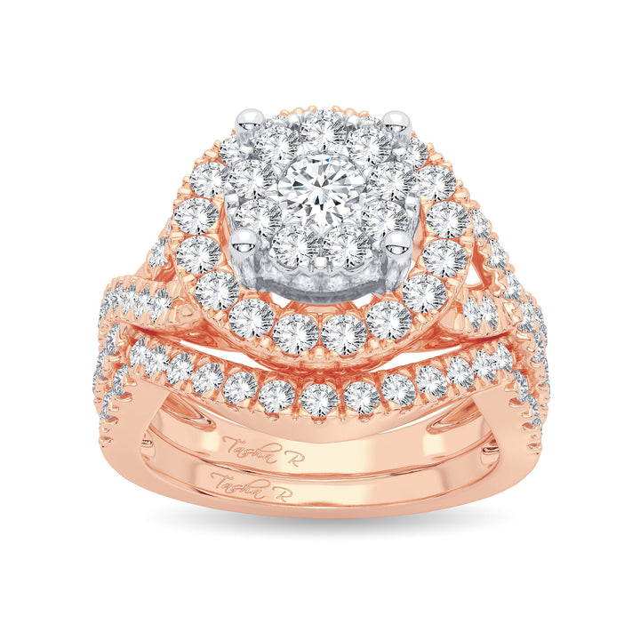 Romantic 14k Rose Gold 1.50ct Lab Diamond Bridal Ring