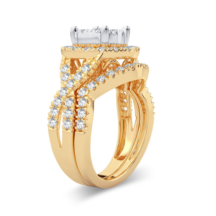 14k Rose Gold 1.50ct Lab Diamond Bridal Ring Set