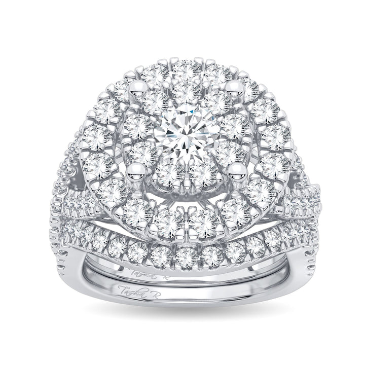14k White Gold Lab Diamond Bridal Ring Set 2CT