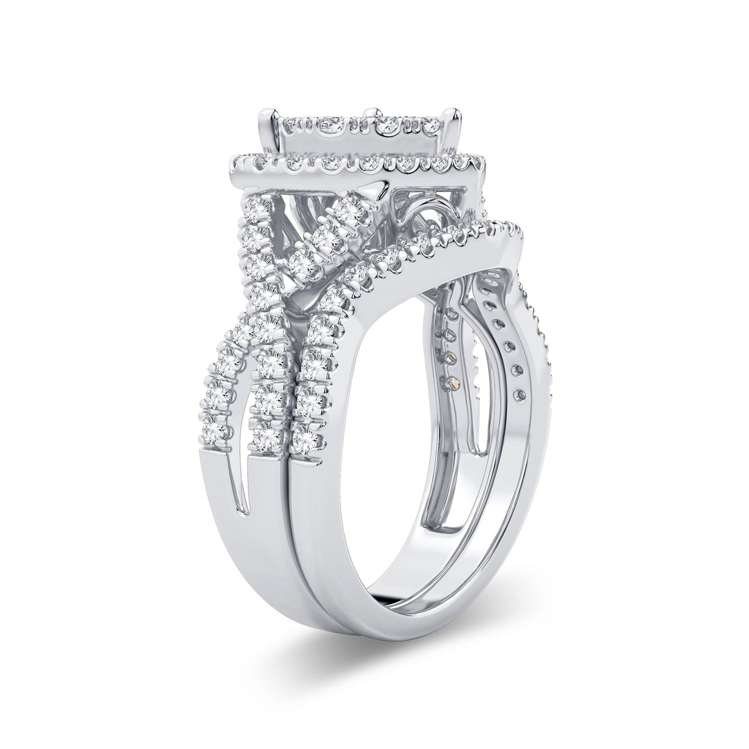 Brilliant 14k White Gold 1.50CT Lab Diamond Bridal Ring