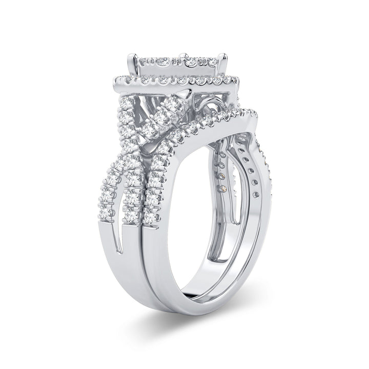 Brilliant 14k White Gold 1.50CT Lab Diamond Bridal Ring