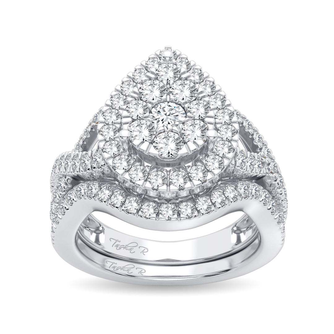 Brilliant 14K White Gold Lab Diamond Bridal Ring Set