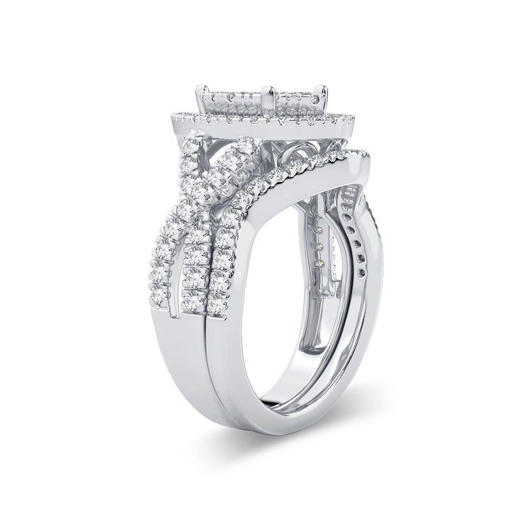 Brilliant 14K White Gold Lab Diamond Bridal Ring Set