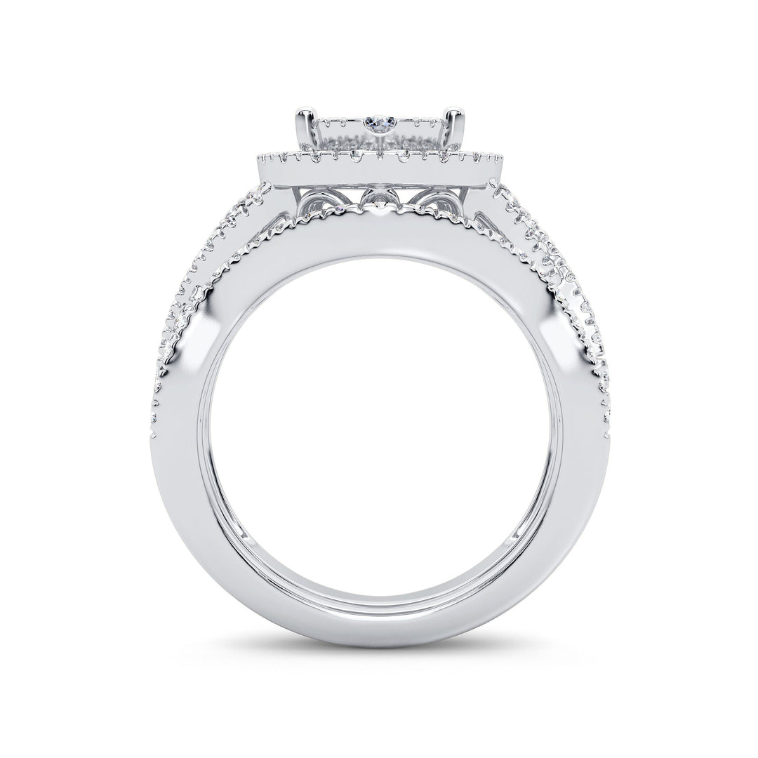 Brilliant 14K White Gold Lab Diamond Bridal Ring Set