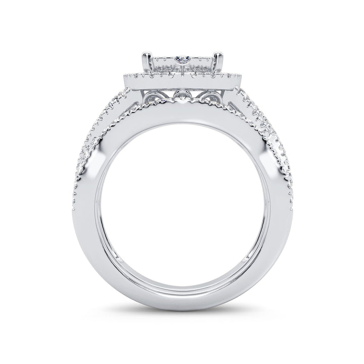 Brilliant 14K White Gold Lab Diamond Bridal Ring Set