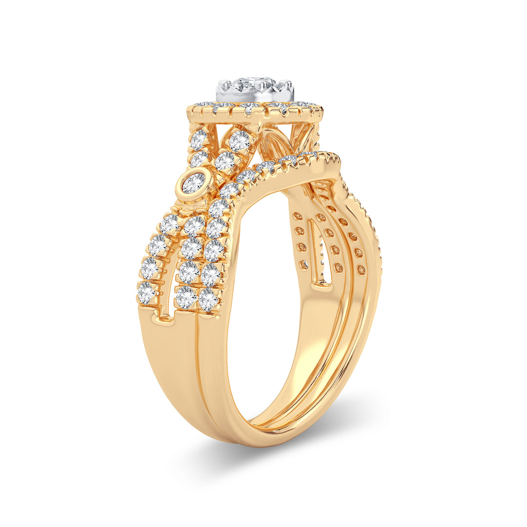 Elegant 14k Yellow Gold 1CT Lab Diamond Engagement Ring