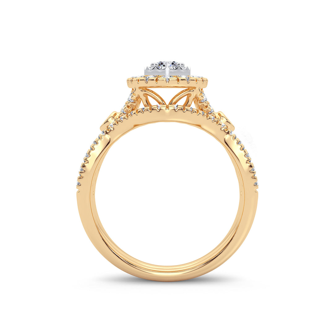 Elegant 14k Yellow Gold 1CT Lab Diamond Engagement Ring