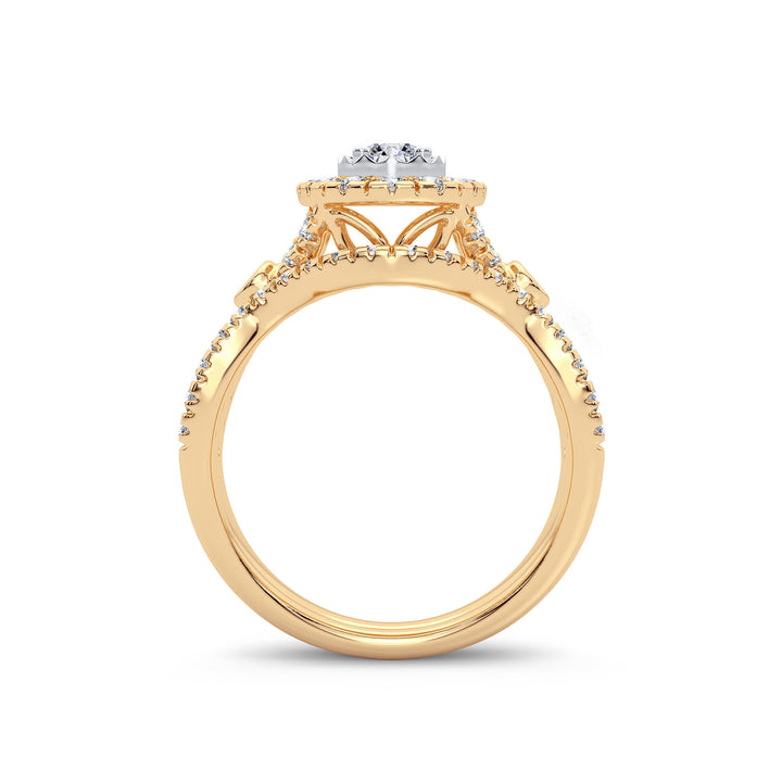 Elegant 14k Yellow Gold 1CT Lab Diamond Engagement Ring