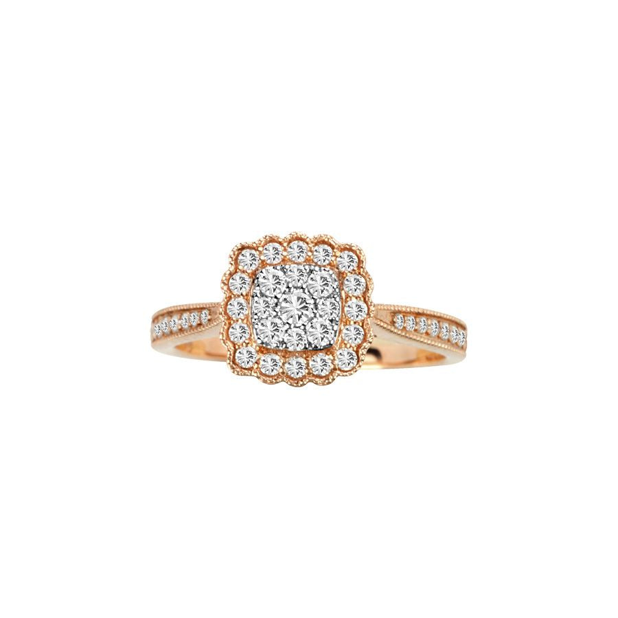 Delicate 14k Rose Gold 0.40CT Diamond Womens Ring