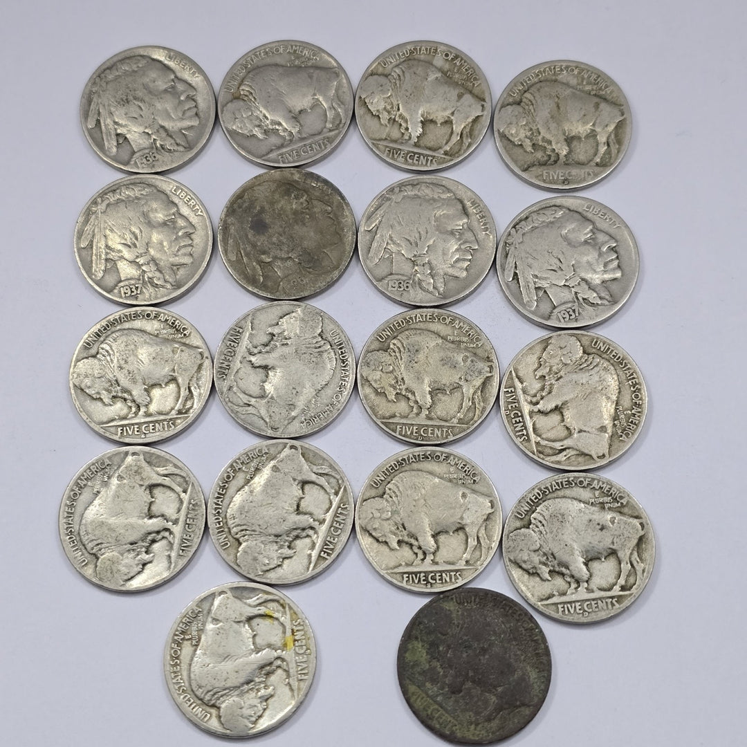 LOT OF 18 COINS MIXED Years Buffalo Nickels Circulated Ungraded Collectibles 5c